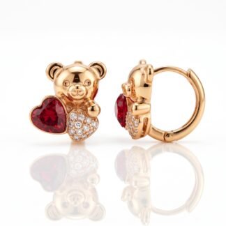 Aretes colgantes de osito con zirconias
